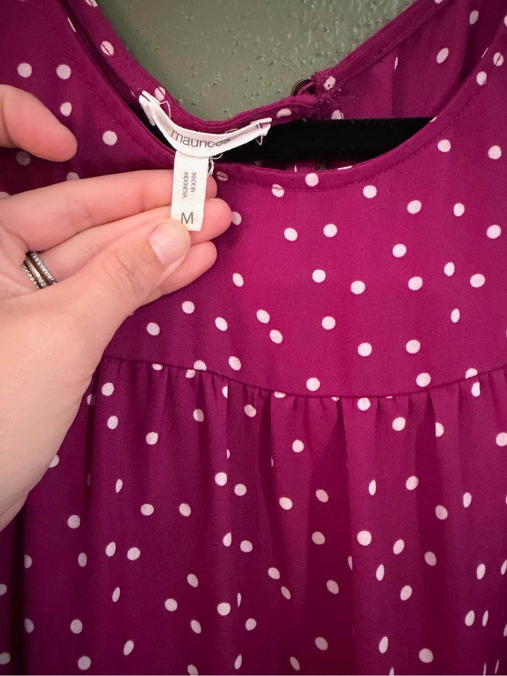 Maurices Raspberry Pink Polka Dot Ruffle Detail Blouse - Picture 2 of 3
